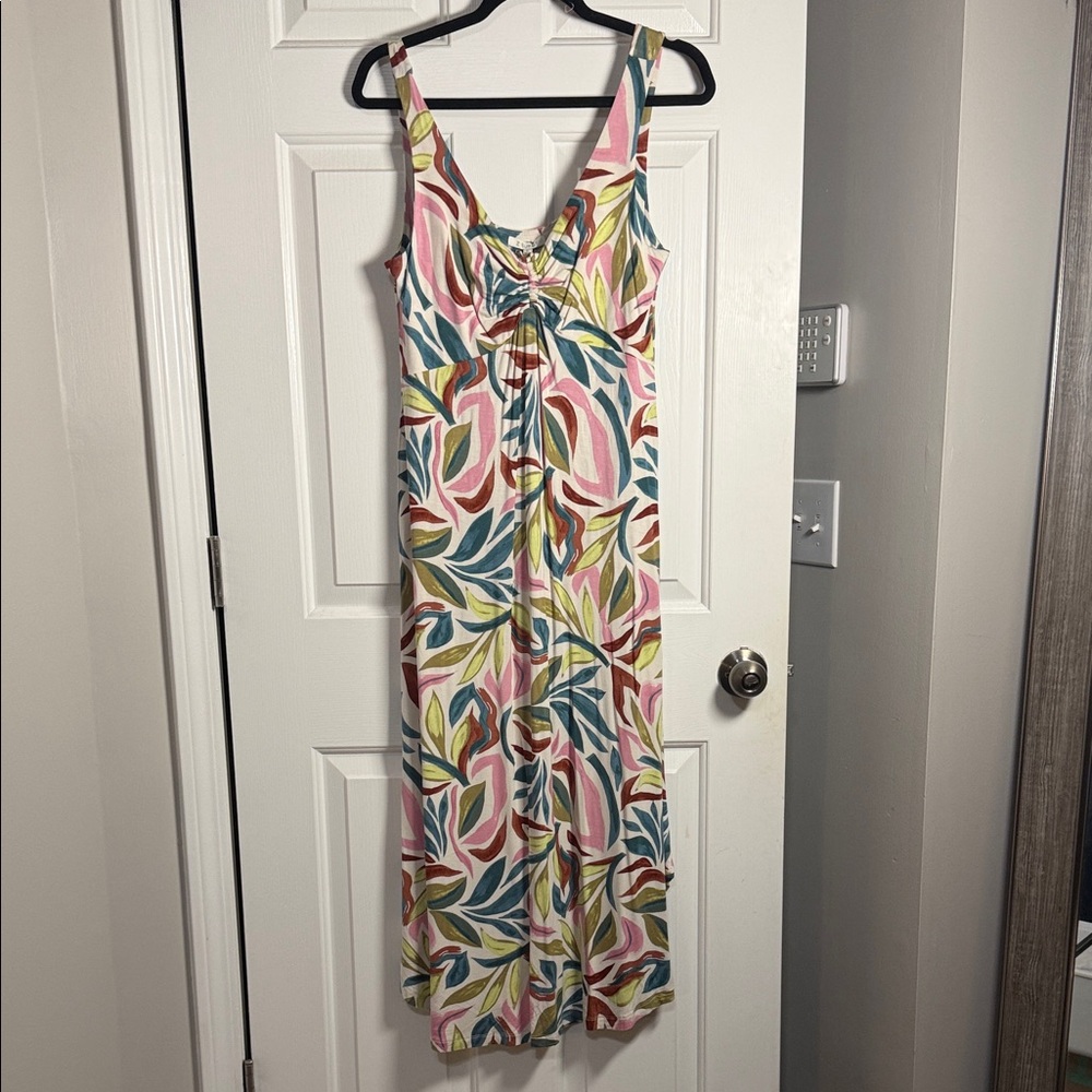 Z Supply Colorful Leaf Print Maxi Dress